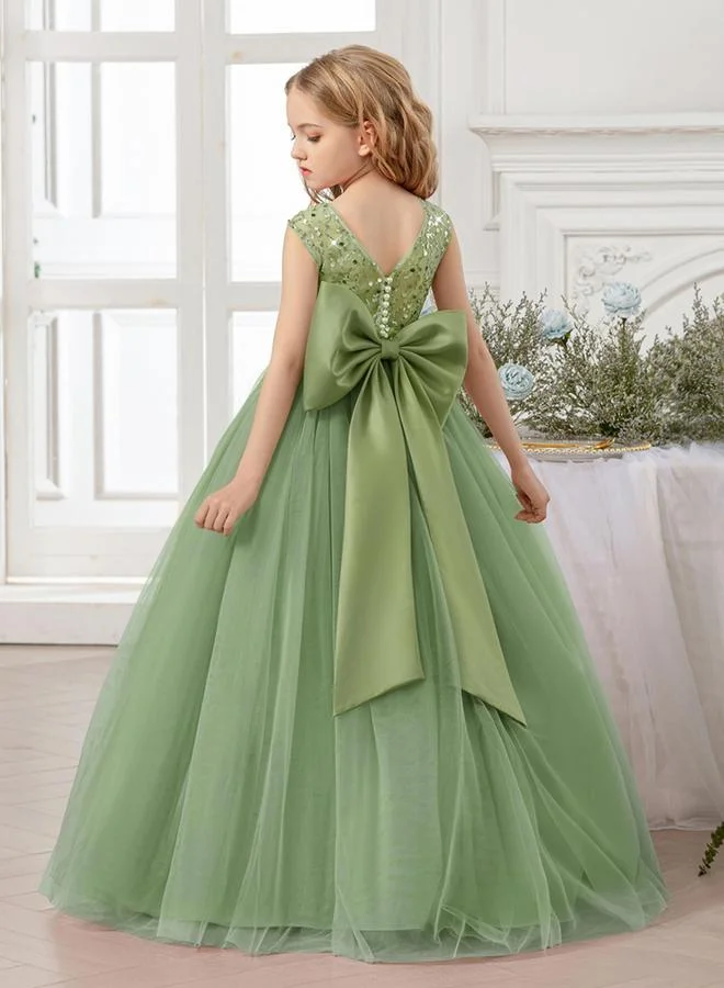 Take Two  Girls Green Embellished Sleeveless Maxi Dress for Women | Best Price UAE